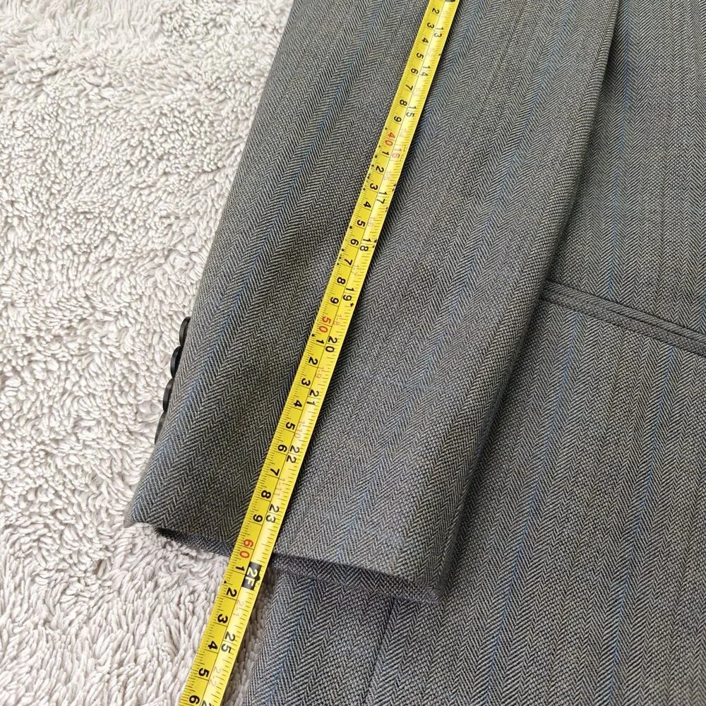 Joseph & Feiss Gold Blazer Men's 42S Grey Herringbone Striped Wool Suit Jacket
